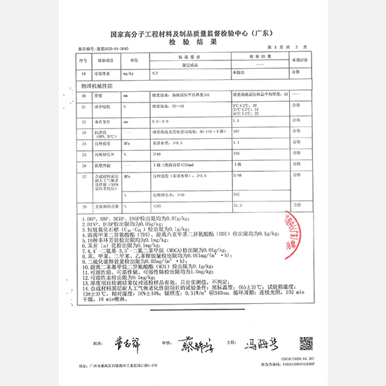 硅PU球场材料样块检测报告4